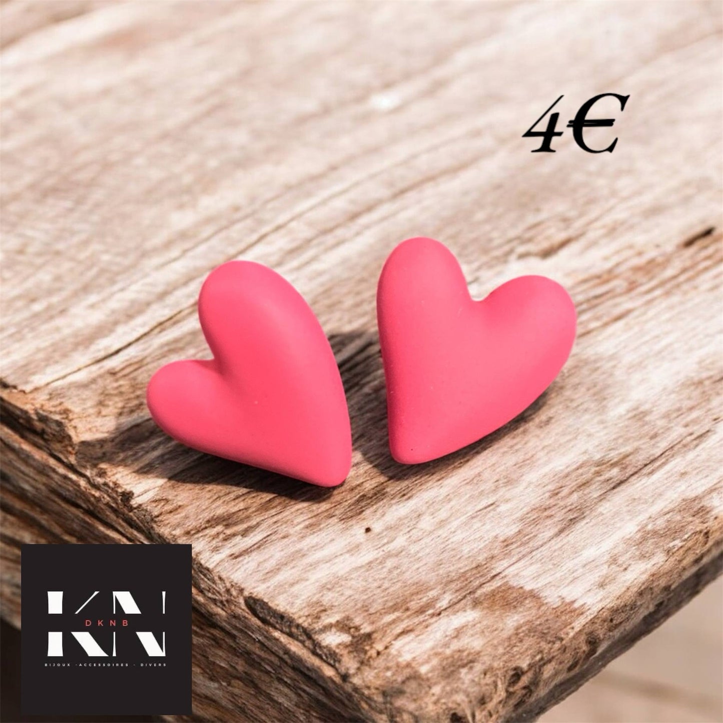 Boucles d'oreilles - Cœur Fushia (DKNB-002)