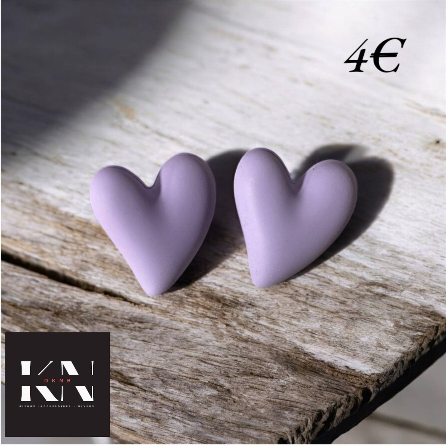 Boucles d'oreilles - Cœur Mauve (DKNB-001)