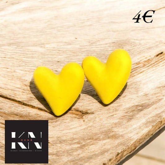 Boucles d'oreilles - Cœur Jaune (DKNB-003)