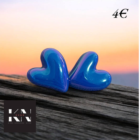 Boucles d'oreilles - Cœur Bleu (DKNB-010)