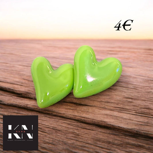 Boucles d'oreilles - Cœur Vert 2 (DKNB-007)