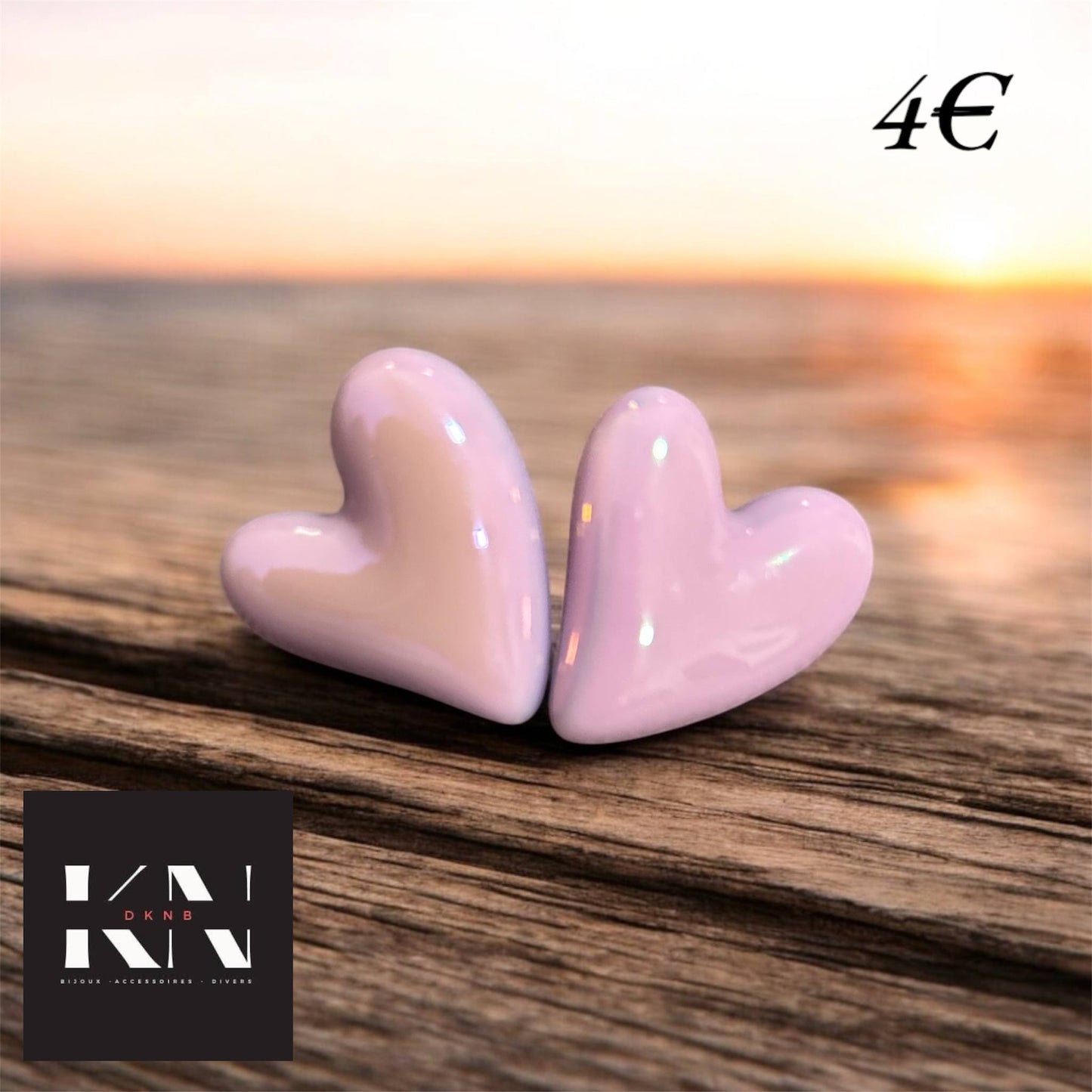 Boucles d'oreilles - Cœur Rose 2 (DKNB-006)