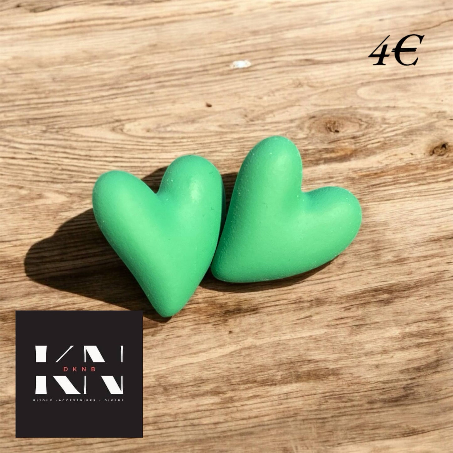 Boucles d'oreilles - Cœur vert (DKNB-004)