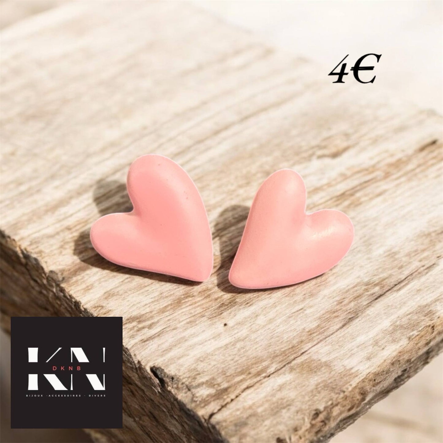 Boucles d'oreilles - Cœur Rose (DKNB-005)